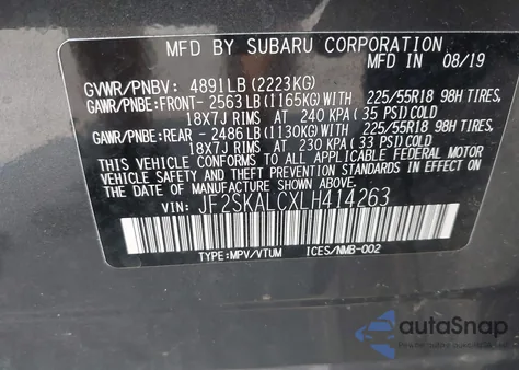 2020 Subaru Forester Sport из США, поврежденный, VIN JF2SKALCXLH414263